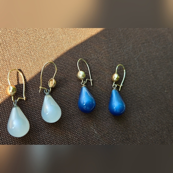 12k gold filled  blue / white moon glow drop earrings Bundle - Picture 13 of 16